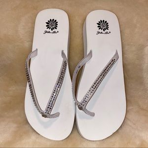 YELLOWBOX - Jello - white flip flops w/ rhinestone